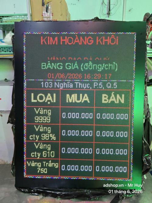 Bảng Hiệu Tiệm Vàng, Hộp Đèn Màn Hình LED Full Màu Điều Khiển Dễ Dàng Qua Điện Thoại